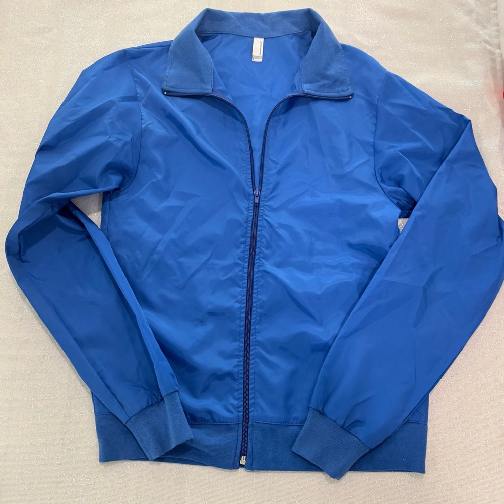 American Apparel Men's Windbreaker Jacket Blue Size‎ Medium Vintage RARE Zip up
